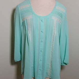 Blouse by My Collection,  aqua, large